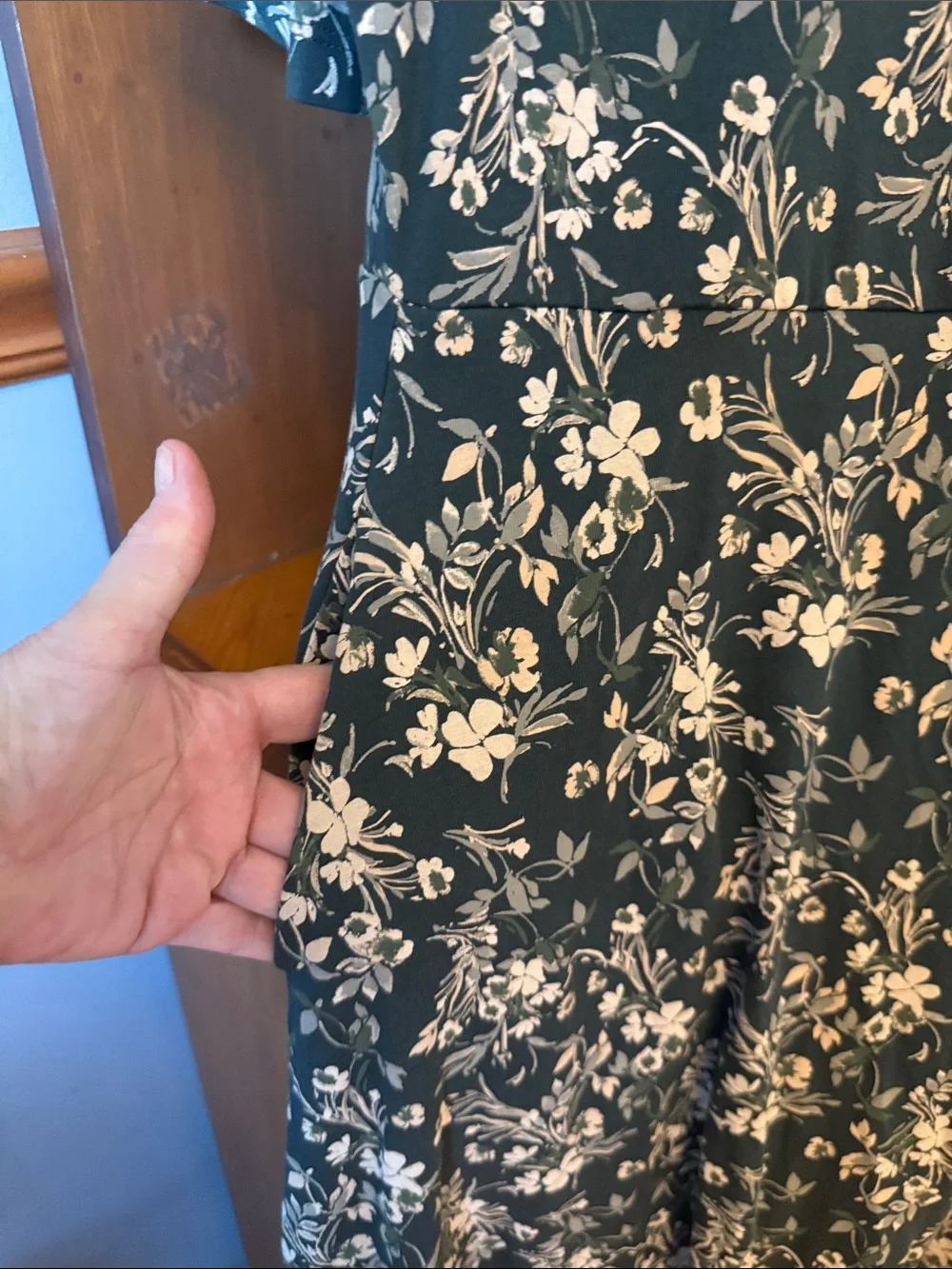 Pact Organic Cotton Fit & Flare Signature Scoop Midi Dress Green Floral XXL